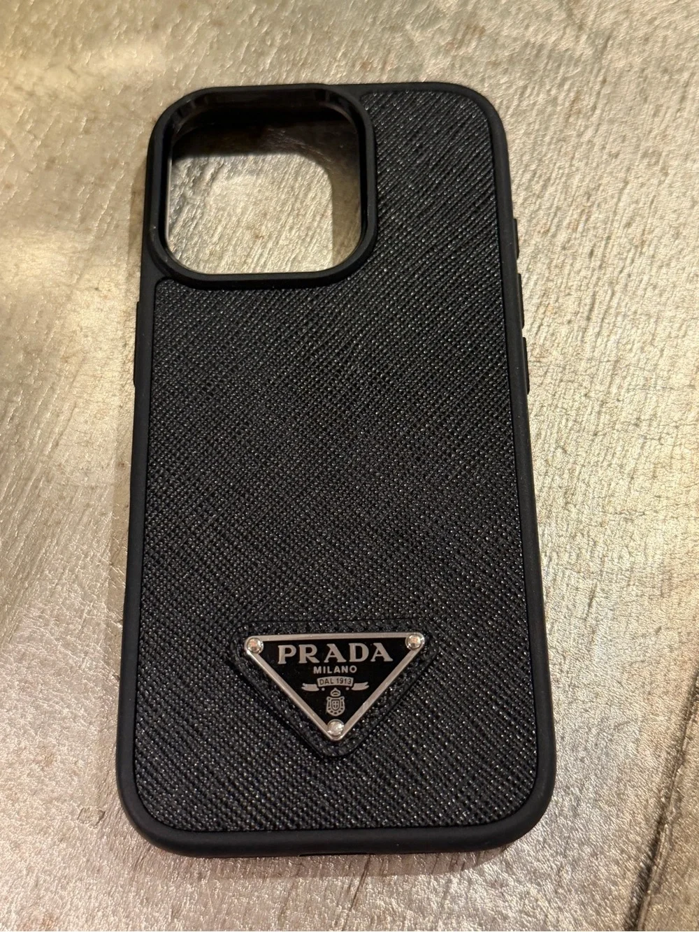 Prada Black Saffiano Triangular Logo Phone Case “NEW”